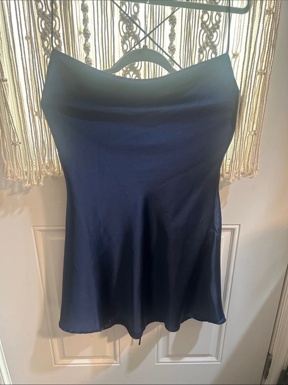 Le Lis Navy Satin Slip Mini Dress